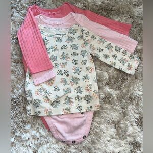 Carter's Pink and Floral Baby Bodysuits Set